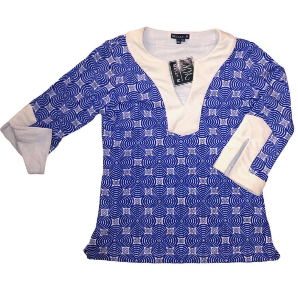 New with tags Melly M. Chatham Tunic Top
Blue/White Size XS